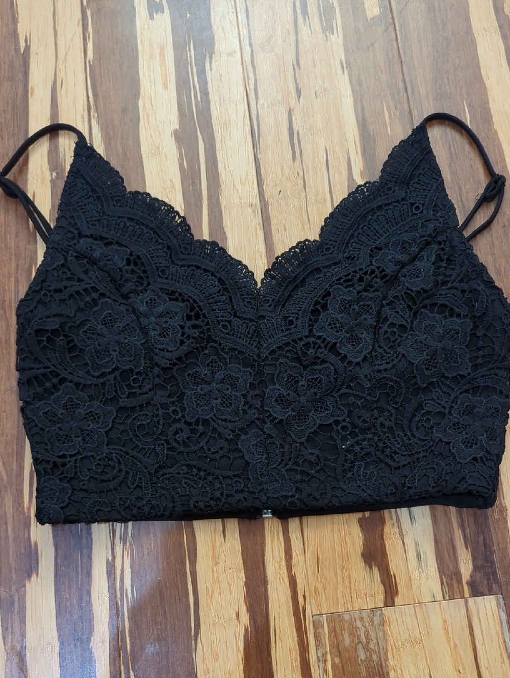 Paper Crane Black Lace Bralette with Zipper Detail